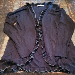 Old Navy Navy Ruffle Cardigan